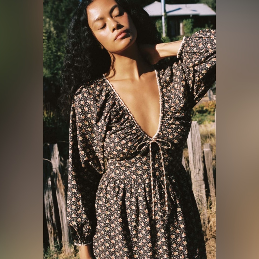 Christy Dawn The Venus Dress - Carob Ditsy Leaf